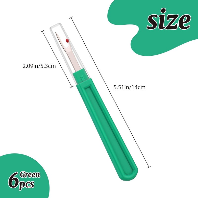 ZMAAGG 6 PCS Seam Ripper Set, Ergonomic Grip Seam Ripper, Green Seam Ripper for Sewing Crafting and Removing Embroidery Hems and Seams (Green) - Image 2